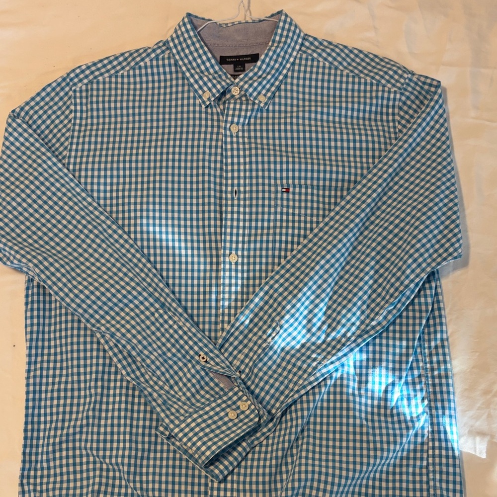 Tommy Hilfiger Light Blue Gingham Men's Shirt